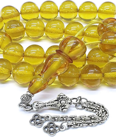 Roloi Komboloi Worry Beads with 33 Beads Made of Mastic Length 39cm Yellow