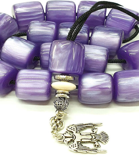 Roloi Komboloi Worry Beads with 17 Resin Beads Length 30cm Purple