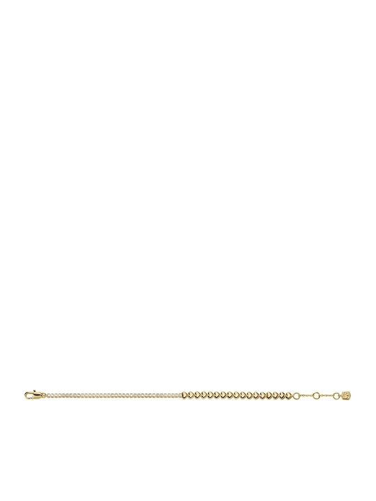 Fossil Brățară Pentru Femei Din Oțel Plăcat Cu Aur Cu Zircon 19cm