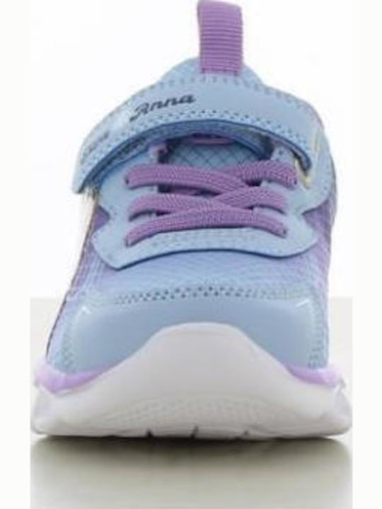 Frozen Kids Sneakers with Hook & Loop Closure & Lights Light Blue
