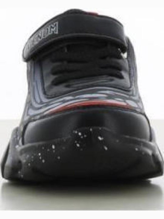 Kids Sneakers with Hoop & Loop Closure & Lights Black