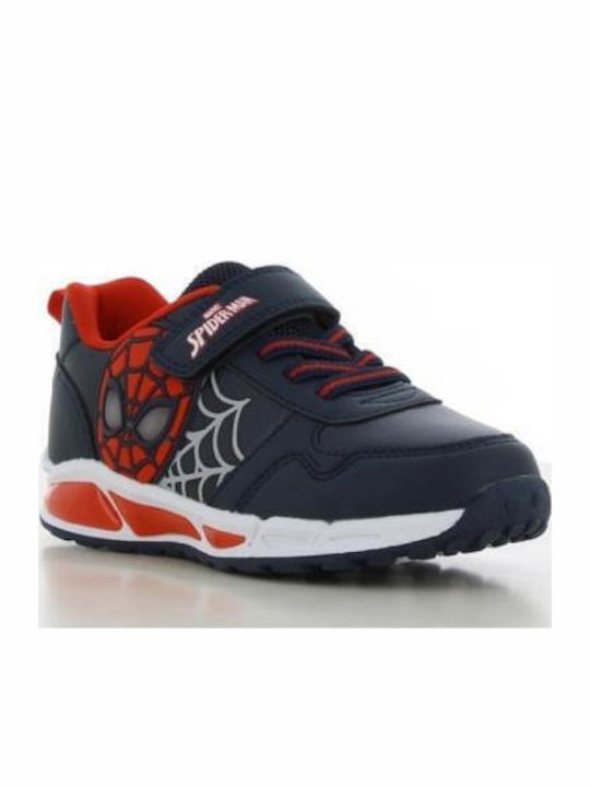 Spiderman Kids Sneakers with Hoop & Loop Closure & with Lights Black