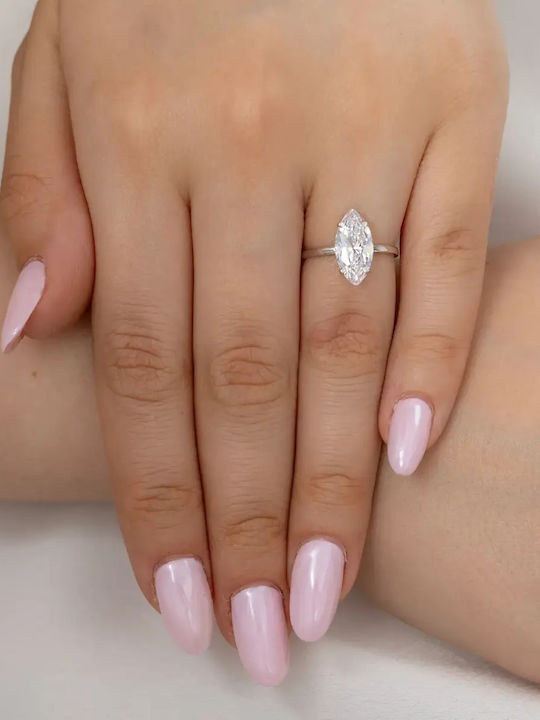 Single Stone Ring In 9K White Gold With Zircon