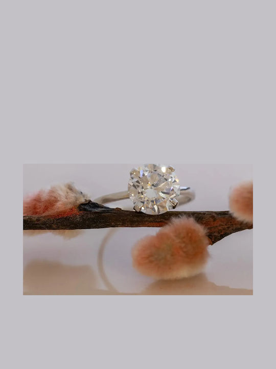 Single Stone Ring From 9K Gold With Zircon