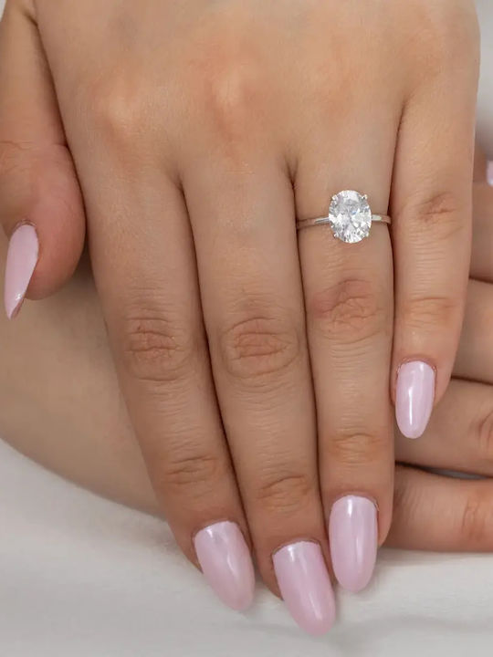Inel Din Aur Alb 9K Cu Zircon