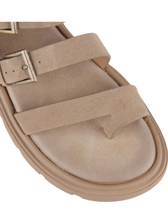 Women's Flat Sandals Flatforms Beige