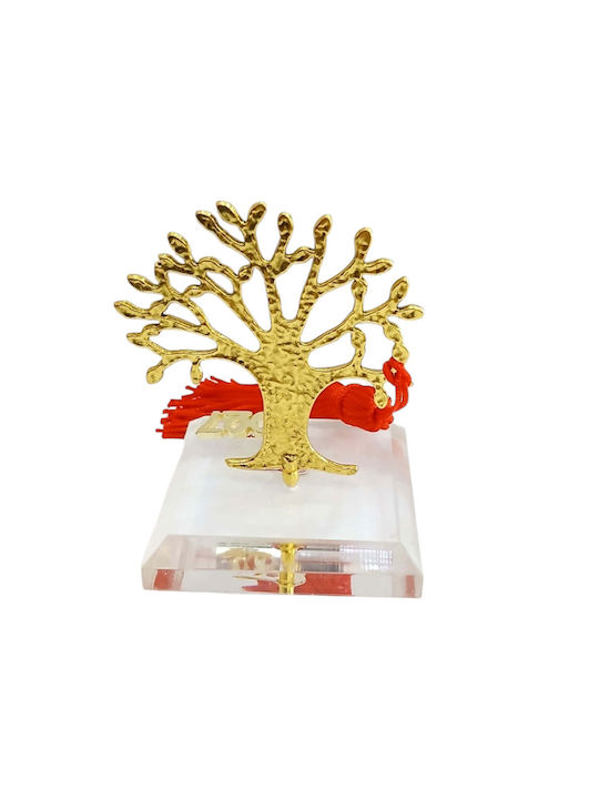 Kalliopi Silver Tabletop New Year's Lucky Charm Little Gold Tree Made of Plexiglass 2027 5x6.5cm