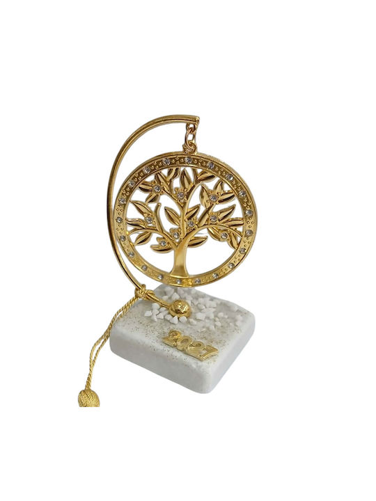 Kalliopi Silver Tischplatte Glücksbringer Bäumchen Gold aus Stein 2027 5x10cm