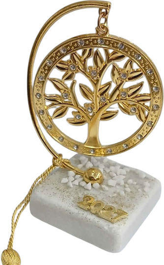 Kalliopi Silver Tabletop New Year's Lucky Charm Little Gold Tree Made of Stone 2027 5x10cm Kalliopi Silver Tabletop New Year's Lucky Charm Little Gold Tree Made of Stone 2027 5x10cm