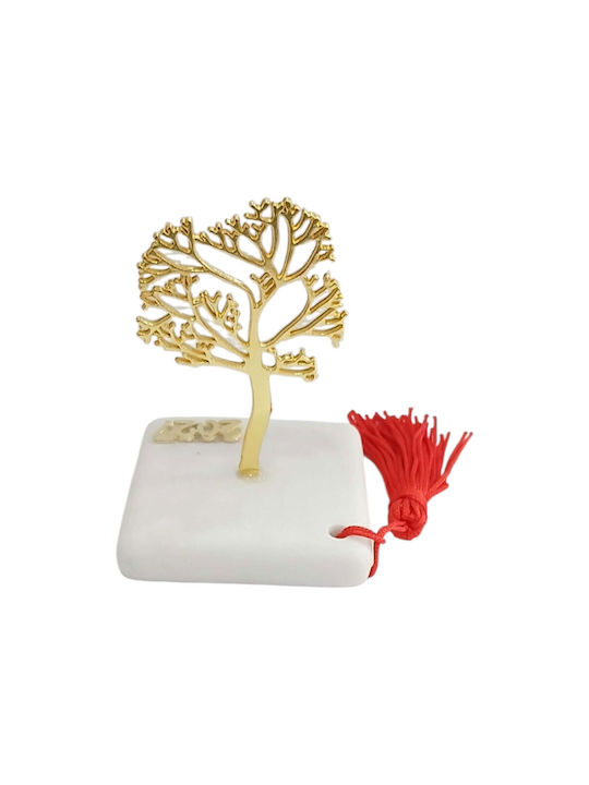 Kalliopi Silver Handgefertigter Tischplatten Glücksbringer Bäumchen Gold aus Stein 2027 6x11cm