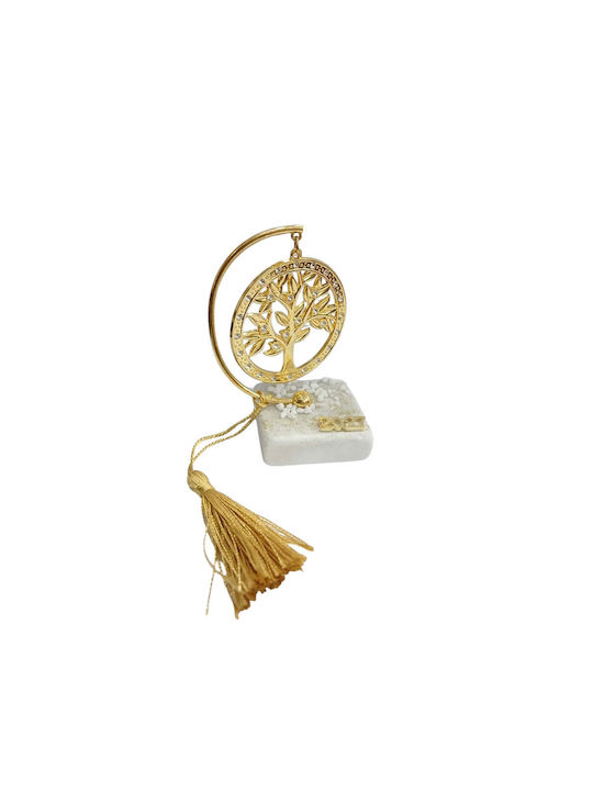 Kalliopi Silver Tischplatte Glücksbringer Bäumchen Gold aus Stein 2027 5x10cm