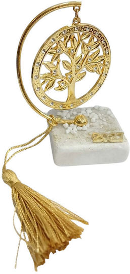 Kalliopi Silver Tabletop New Year's Lucky Charm Little Gold Tree Made of Stone 2027 5x10cm