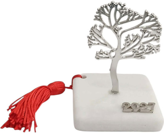 Kalliopi Silver Handmade Tabletop New Year's Lucky Charm Little Silver Tree Made of Stone 2027 6x11cm Kalliopi Silver Handmade Tabletop New Year's Lucky Charm Little Silver Tree Made of Stone 2027 6x11cm