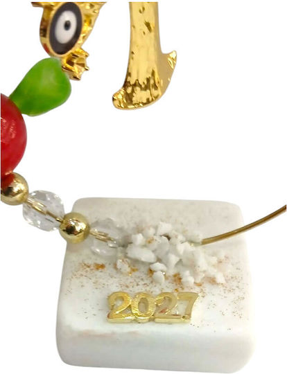 Kalliopi Silver Tabletop New Year's Lucky Charm Little Golden Tree Made of Stone 2027 5x13cm