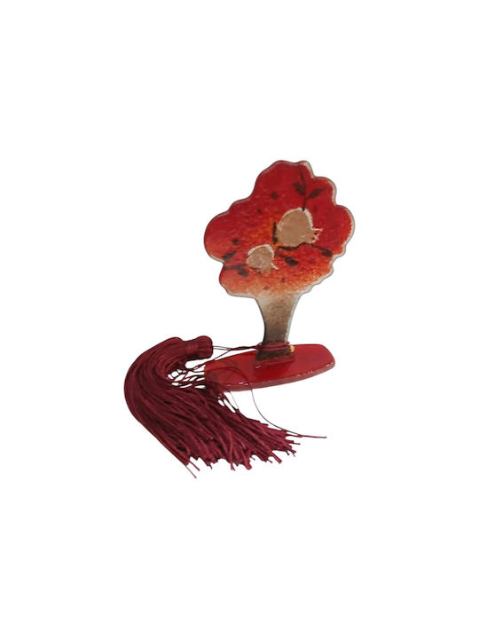 Kalliopi Silver Handmade Tabletop New Year's Lucky Charm Little Red Tree Made of Glass 2027 8x12cm