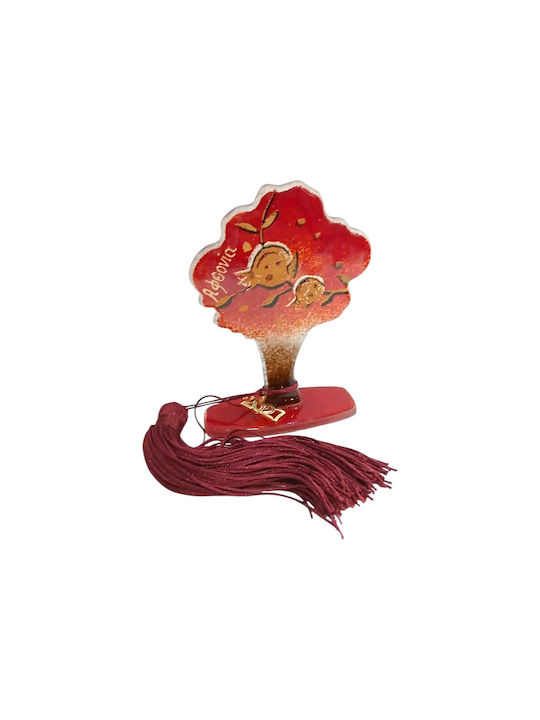 Kalliopi Silver Handmade Tabletop New Year's Lucky Charm Little Red Tree Made of Glass 2027 8x12cm