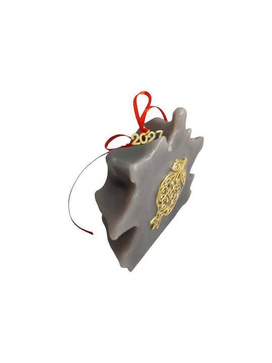 Kalliopi Silver Tabletop New Year's Lucky Charm Pomegranate Grey Wax Polish 2027 10x12cm