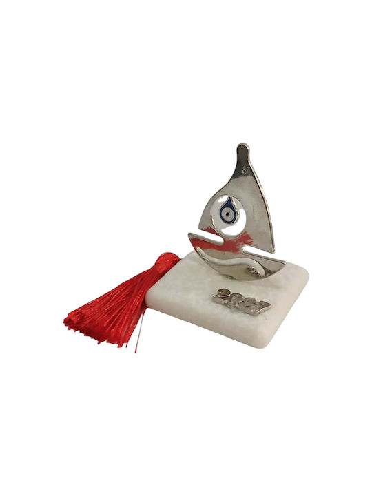 Kalliopi Silver Neujahrs Glücksbringer Tischplatte Boot Silber aus Stein 2027 5x7cm