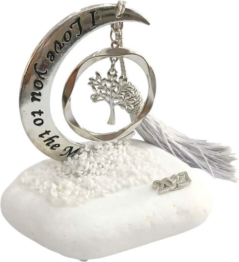 Kalliopi Silver Tabletop New Year's Lucky Charm Little Silver Tree Made of Stone 2027 8x10cm Kalliopi Silver Tabletop New Year's Lucky Charm Little Silver Tree Made of Stone 2027 8x10cm