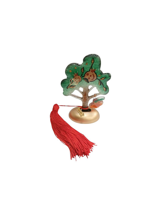 Kalliopi Silver Handmade Tabletop New Year's Lucky Charm Little Green Tree Made of Glass 2027 9x14cm
