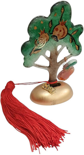 Kalliopi Silver Handmade Tabletop New Year's Lucky Charm Little Green Tree Made of Glass 2027 9x14cm