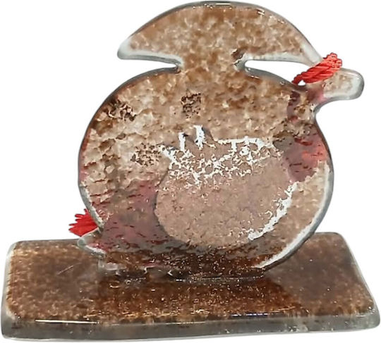 Kalliopi Silver Χειροποίητο Επιτραπέζιο Γούρι Ρόδι Καφέ από Γυαλί 2027 5.5x7cm