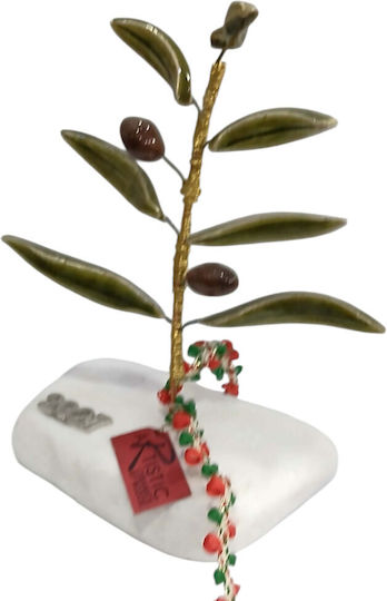 Kalliopi Silver Handmade Tabletop New Year's Lucky Charm Olive Branch Green Ceramic 2027 8x15cm Kalliopi Silver Handmade Tabletop New Year's Lucky Charm Olive Branch Green Ceramic 2027 8x15cm