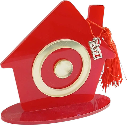 Kalliopi Silver Tabletop New Year's Lucky Charm Home Red Made of Plexiglass 2027 10x10cm Kalliopi Silver Tabletop New Year's Lucky Charm Home Red Made of Plexiglass 2027 10x10cm