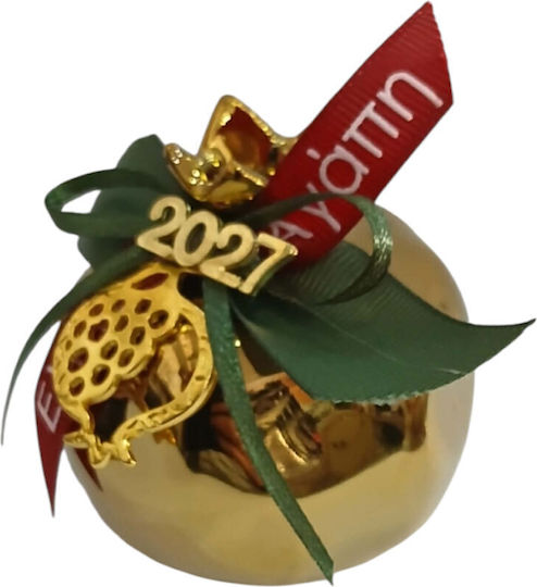 Kalliopi Silver Tabletop New Year's Lucky Charm Pomegranate Gold Ceramic 2027 7x7cm