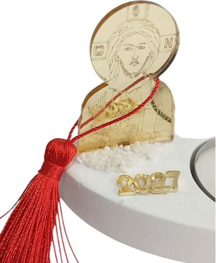 Kalliopi Silver Handmade Tabletop New Year's Lucky Charm with Wishes Made of Stone 2027