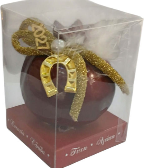 Kalliopi Silver Hanging New Year's Lucky Charm Pomegranate Red Ceramic 2027 7x7cm