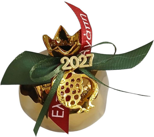 Kalliopi Silver Tabletop New Year's Lucky Charm Pomegranate Gold Ceramic 2027 7x7cm