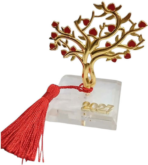 Kalliopi Silver Tabletop New Year's Lucky Charm Little Gold Tree Made of Plexiglass 2027 5x9cm