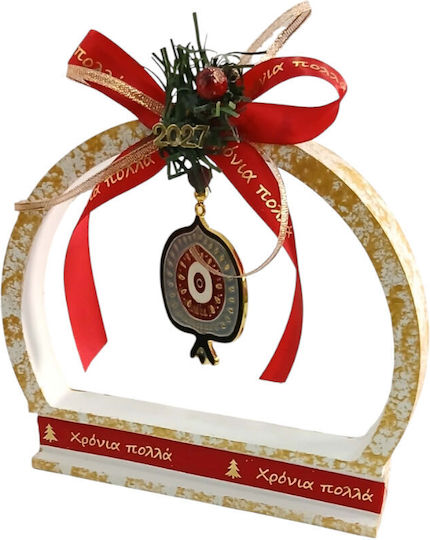 Kalliopi Silver Handmade Hanging New Year's Lucky Charm Pomegranate Gold Ceramic 2027 15x18cm