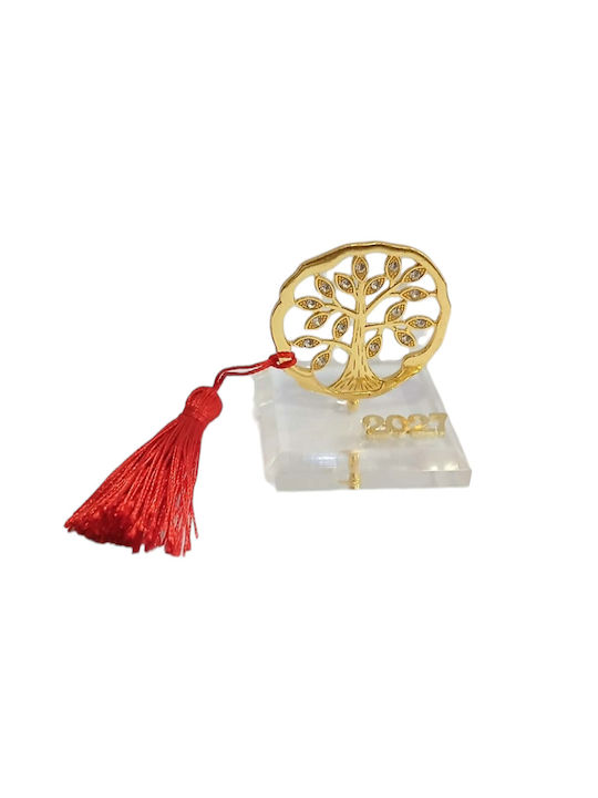 Kalliopi Silver Tabletop New Year's Lucky Charm Little Gold Tree Made of Plexiglass 2027