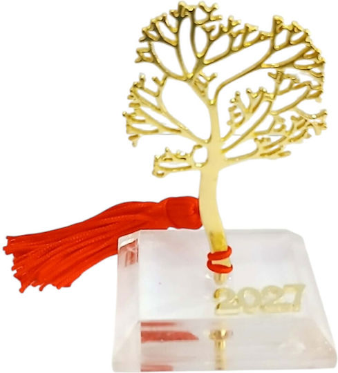 Kalliopi Silver Tabletop New Year's Lucky Charm Little Tree Gold Made of Plexiglass 2027 5x8cm