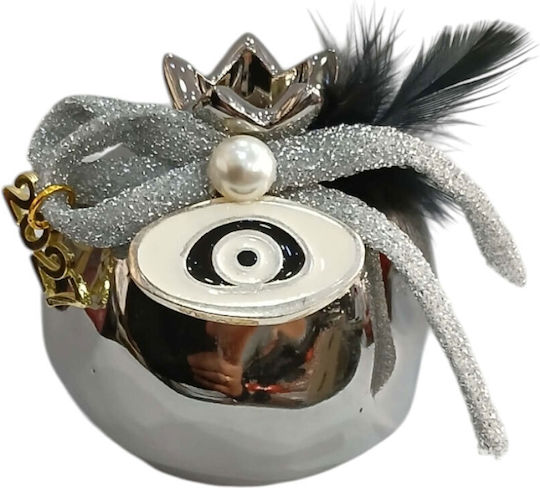 Kalliopi Silver Tabletop New Year's Lucky Charm Pomegranate Silver Ceramic 2027 7x7cm