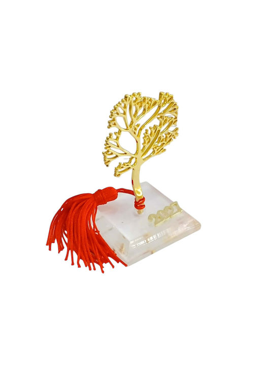 Kalliopi Silver Tabletop New Year's Lucky Charm Little Tree Gold Made of Plexiglass 2027 5x8cm