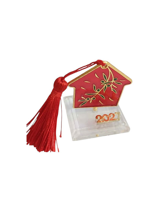 Kalliopi Silver Tabletop New Year's Lucky Charm Home Red Made of Plexiglass 2027 5x5.7cm