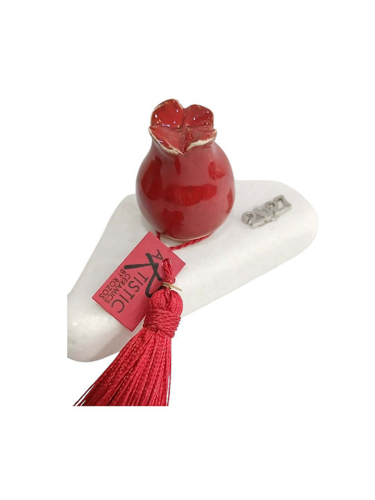 Kalliopi Silver Handgefertigter Tischplatten Glücksbringer Granatapfel Rot Keramik 2027 7x11cm