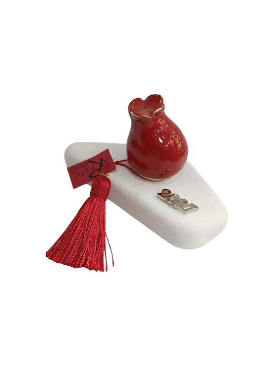 Kalliopi Silver Handgefertigter Tischplatten Glücksbringer Granatapfel Rot Keramik 2027 7x11cm