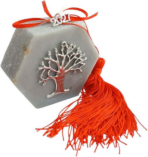Kalliopi Silver Tabletop New Year's Lucky Charm Little Grey Tree Made of Wax Polish 2027 10x10cm