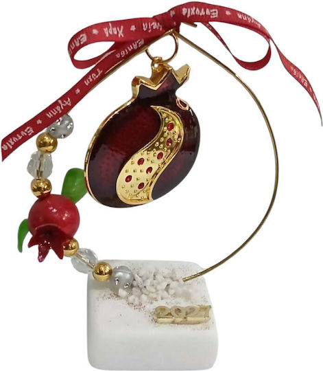Kalliopi Silver Tabletop New Year's Lucky Charm Red Pomegranate Made of Stone 2027 5x13cm Kalliopi Silver Tabletop New Year's Lucky Charm Red Pomegranate Made of Stone 2027 5x13cm