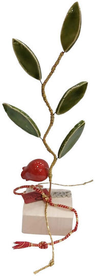 Kalliopi Silver Handmade Tabletop New Year's Lucky Charm Pomegranate Red Ceramic 2027 5x21cm