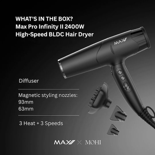 Max Pro Professional Hair Dryer with Diffuser 2400W