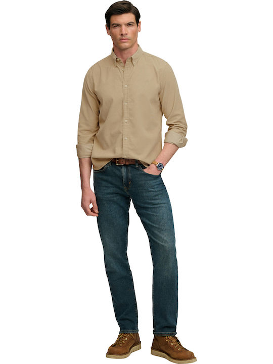 Classic Short Sleeve Corduroy Shirt Stone Wash Taupe Brown