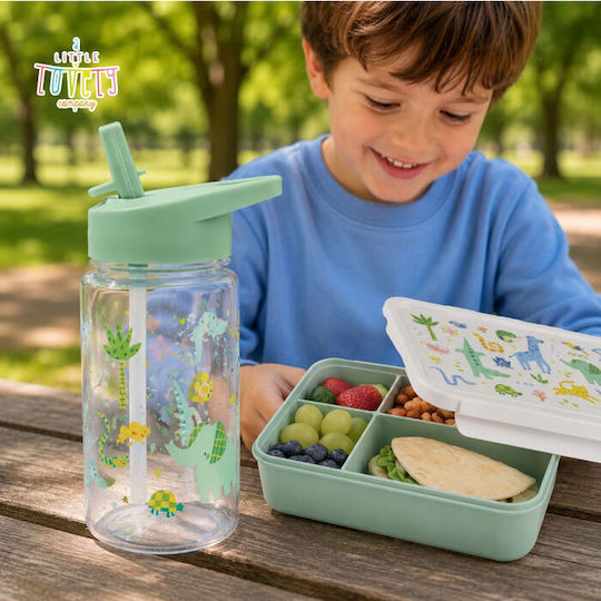 A Little Lovely Company Tritan Plastic Kids Water Bottle Jungle 450ml