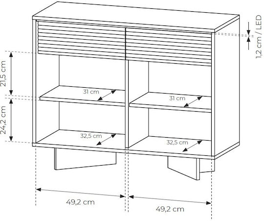 Bufet Semi Din Lemn cu Sertare Boliwar 103.9x40x84.4cm