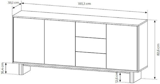 Nabu Sideboard Wooden with Drawers Natural Oak 183x83x38cm