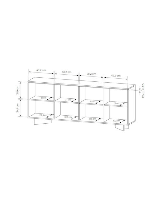 Semi Wooden Sideboard Cappuccino 204x40x40cm